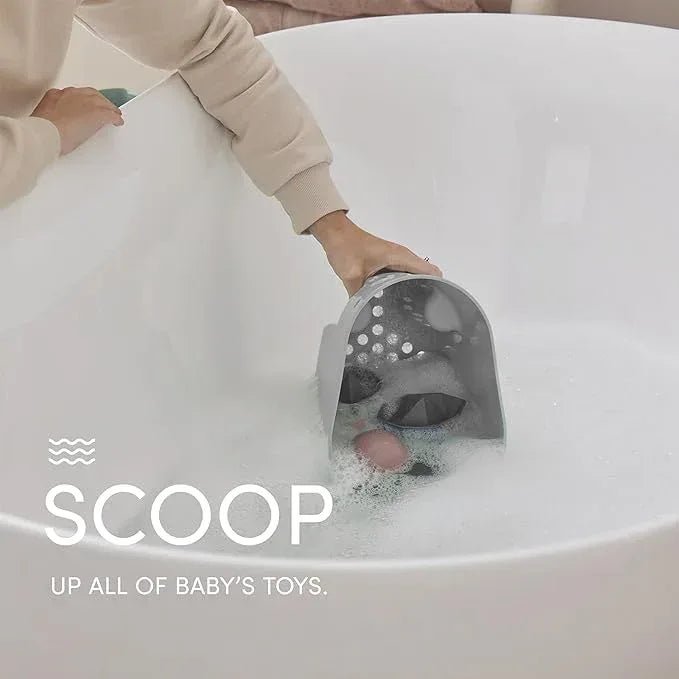 Shnuggle Ellie Bath Toy Storage Scoop | Baby & Toddler Bath Toy Drying Caddy with Drip Tray - Grey - Adenzo Comfies