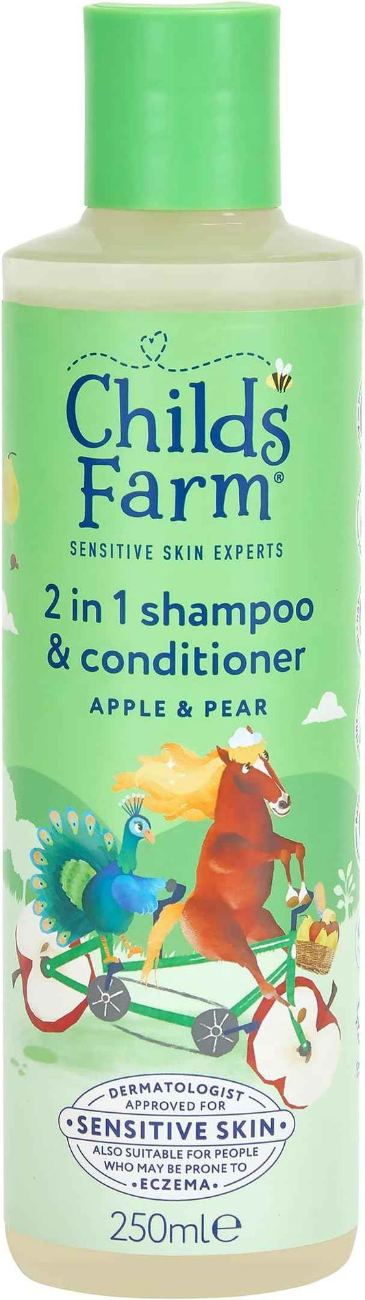 Childs Farm 2 in 1 Hair Shampoo and Conditioner, Gentle Tear Free, Apple and Pear Fragrance, Children, Kids, Baby, 250ml - Adenzo Comfies