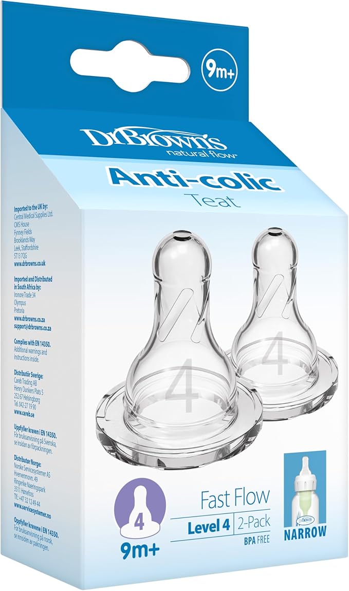 Dr. Brown's Options with Level 4 Narrow Neck Teats 2 Pack, - Adenzo Comfies