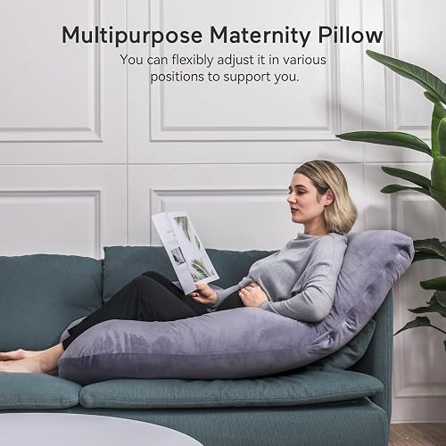 Nuliie Pregnancy Pillow for Sleeping, U Shaped Full Body Pillow | Washable Velvet Cover, Support for Back, Hips, Legs for Pregnant Women and Side... - Adenzo Comfies