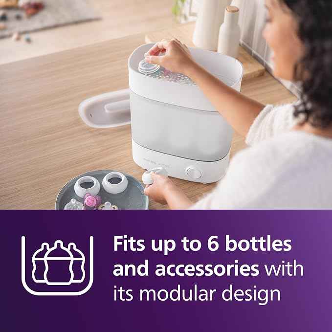 Philips Avent Advanced Bottle Steriliser, Kills 99.9% of Germs, 10 min Sterilising Cycle - SCF291/01 - Adenzo Comfies