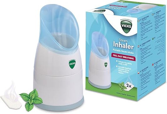 Vicks Portable Steam Inhaler – Personal Steam Therapy for Nasal & Sinus Relief, Travel-Friendly Vaporizer with 2 Vicks Scent Pads - Adenzo Comfies