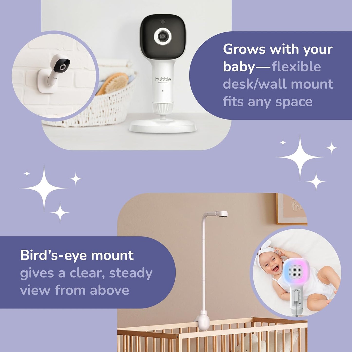 Hubble Sky Vision AI – White (Smart Baby Monitor with AI-Powered Tracking & Wi-Fi)