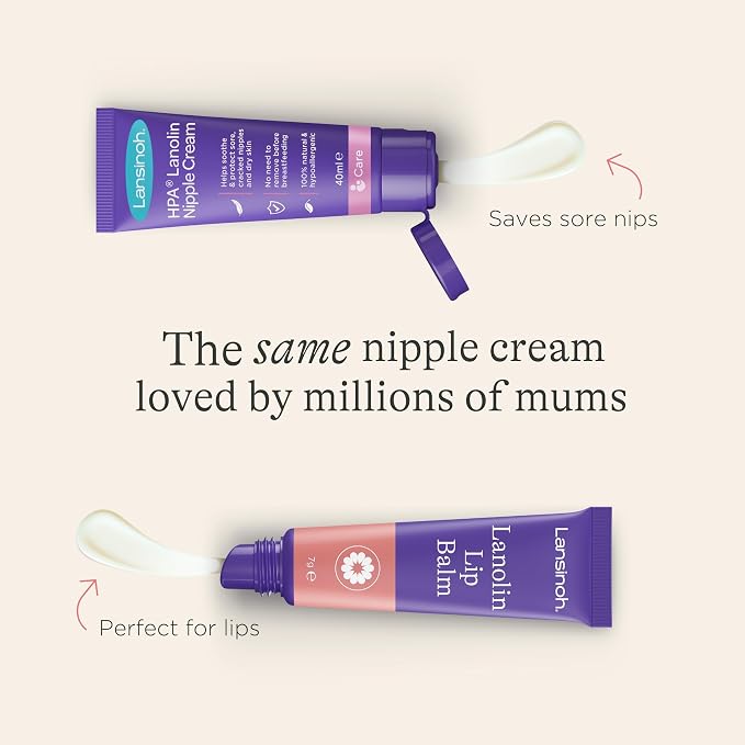 Lansinoh Lanolin Lip Balm For Dry Cracked Lips -7ml | 100% Natural - Actively Moisturises & Locks In Hydration - Hypoallergenic Dry Lips Treatment