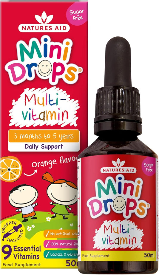 Natures Aid Orange Flavour Multi-Vitamin Drops for Infants and Children, 50ml