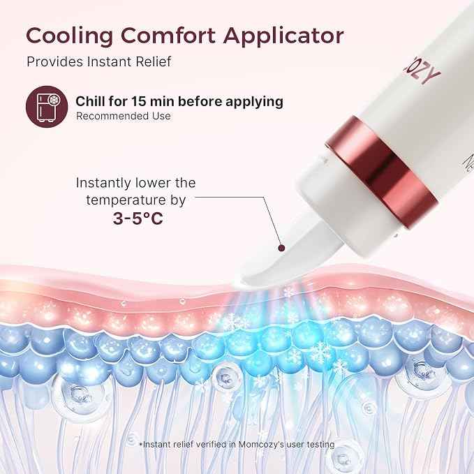 Momcozy Cooling Nipple Cream Safe for Nursing,Fast Relief with Cooling Ceramic Applicator for Cracked Nipple & Dry Skin.