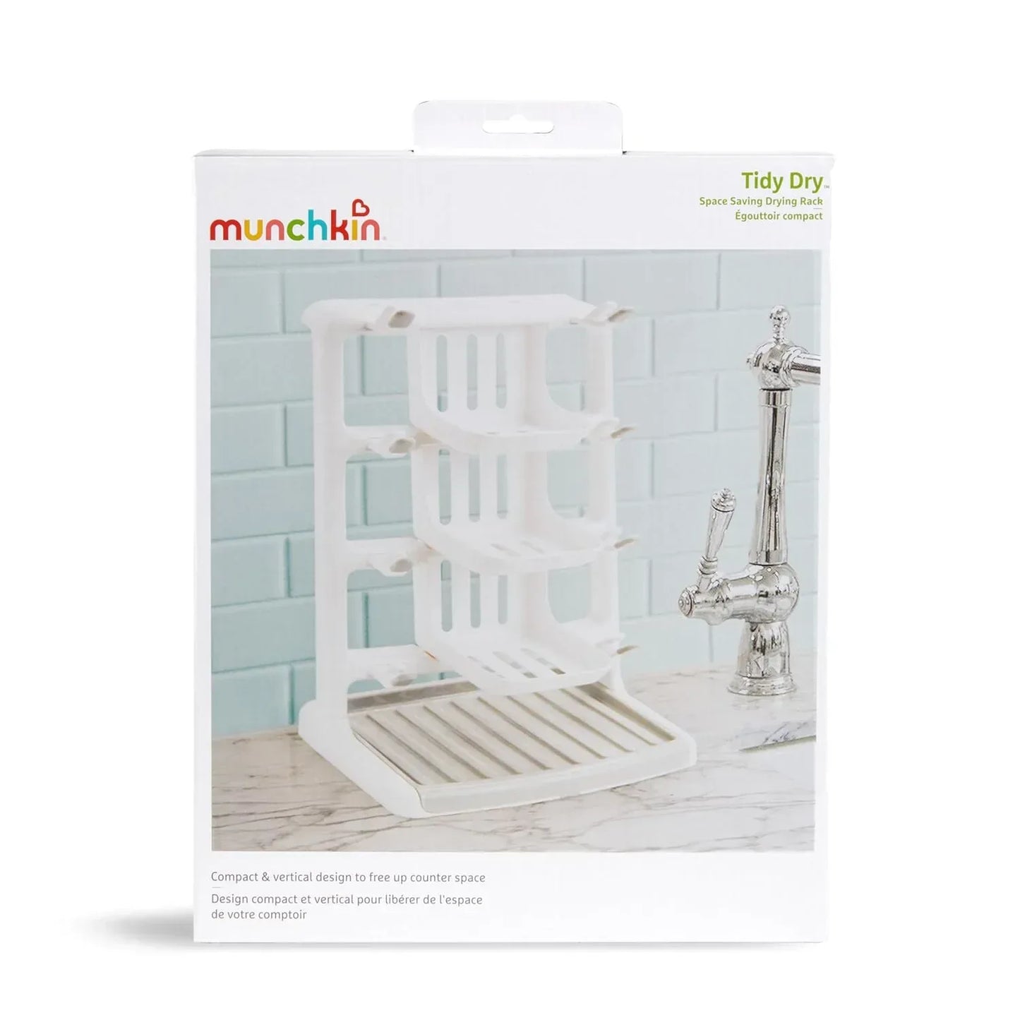 Munchkin Tidy Dry Vertical Bottle Drying Rack – Space - Saving Rack for Baby Bottles & Accessories (White) - Adenzo Comfies