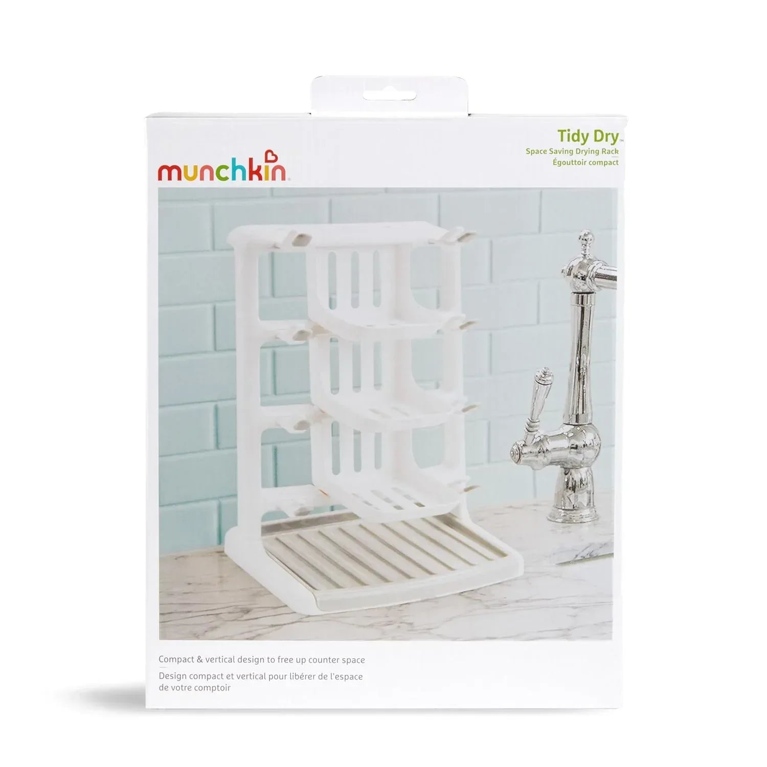 Munchkin Tidy Dry Vertical Bottle Drying Rack – Space - Saving Rack for Baby Bottles & Accessories (White) - Adenzo Comfies