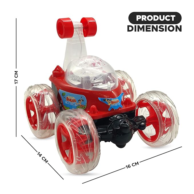 Remote Control Rechargable 360 Degree Twisting Stunt Car with Music & Lights and Charger for Kids - Adenzo Comfies