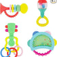 INFANTINO Baby's 1st Teethe and Play Music Set - Baby Essentials 4 Piece Gift Set, Instrument Themed teethers and rattles for Sensory Stimulation and Motor Development, BPA Free
