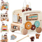 Wooden Activity Cube - 8 in 1 Activity Cube with Animal Tourism Bus Theme | Montessori Toys for 1 Year Old Boys Girls, Multipurpose Educational Toys for Toddlers and Kids . - Adenzo Comfies