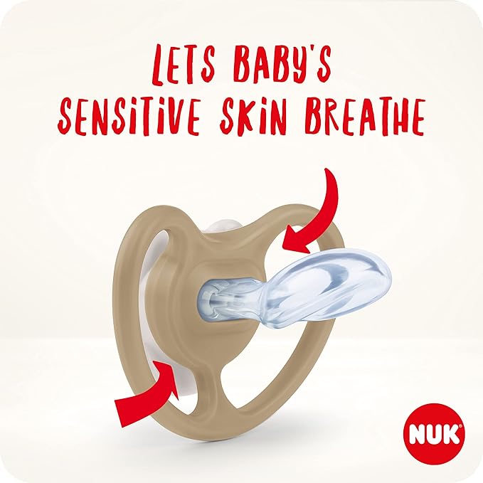 NUK Space Baby Dummy | 0 - 6 Months | Soothers with Extra Ventilation for Sensitive Skin| BPA - Free Silicone | Disney Winnie the Pooh | 2 Count - Adenzo Comfies