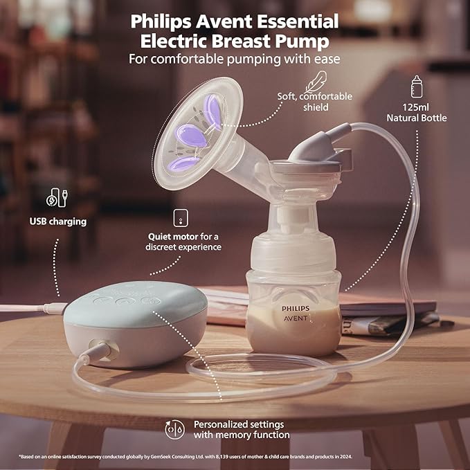 Philips Avent Electric Breast Pump | No.1 Brand Recommended by Moms Worldwide | Personalised Experience with 4 Expression & 4 Stimulation settings | Soft adaptive Silicon Cushion | Portable | SCF323/11 - Adenzo Comfies