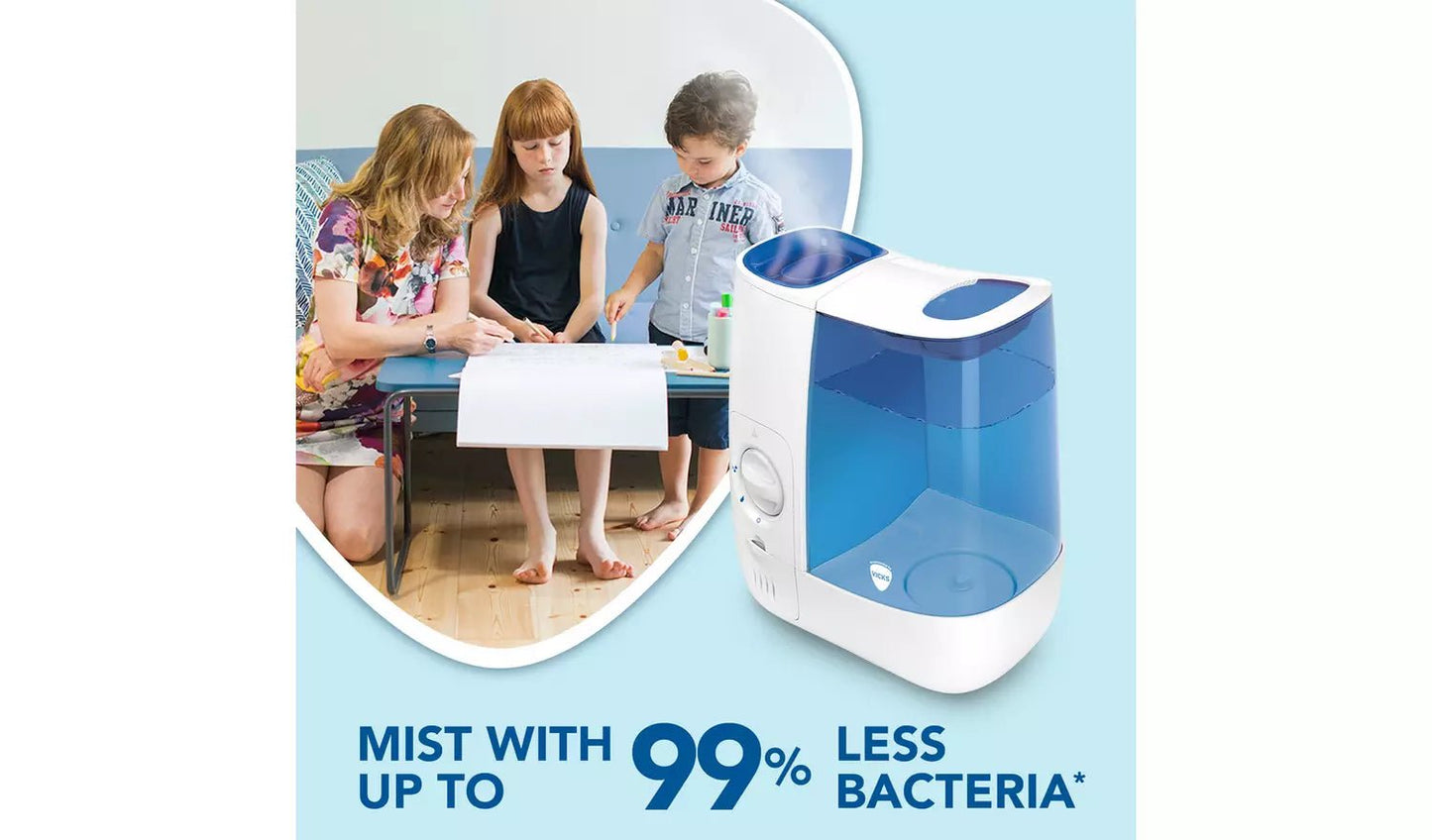 Vicks Warm Mist Humidifier 3.8L – Bacteria-Free Mist Humidifier for Bedrooms & Nurseries, 2 Mist Levels, Auto Shut-Off, Suitable for Rooms up to 37m² - Adenzo Comfies