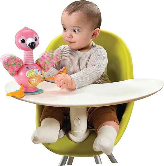VTech Baby Suction Cup Fluttering Flamingo, Baby Sensory Toy with Colours, Numbers & Music, Suction Cup Base, Gift for Ages 6, 9, 12 Months+, English Version - Adenzo Comfies