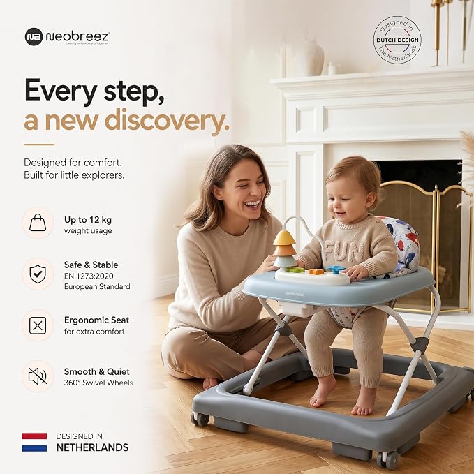 Neobreez Tredo Baby Walker Dark Grey- 8716-NBR290DG - Adenzo Comfies