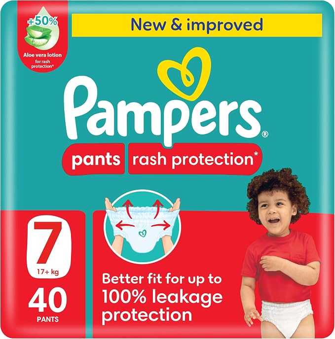 Pampers Rash Protection Pants Diapers, Size 7, 17+kg, Jumbo Pack, 40 Count. - Adenzo Comfies