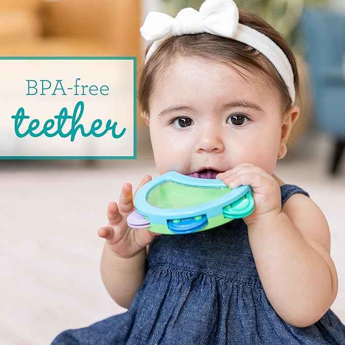INFANTINO Baby's 1st Teethe and Play Music Set - Baby Essentials 4 Piece Gift Set, Instrument Themed teethers and rattles for Sensory Stimulation and Motor Development, BPA Free