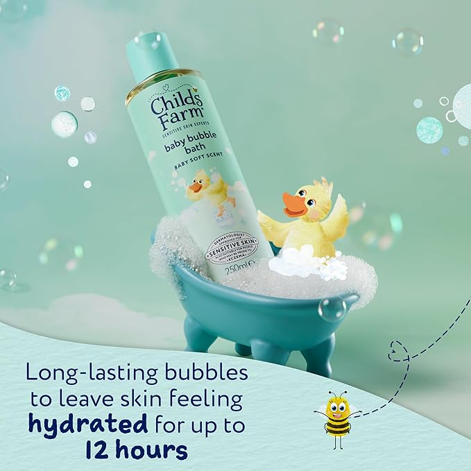 Childs Farm Baby Bedtime Bubble Bath, Baby Soft Scent | Gently Cleanses & Soothes | Suitable for Newborns, Kids & Adults with Sensitive & Dry Skin, 250ml - Adenzo Comfies