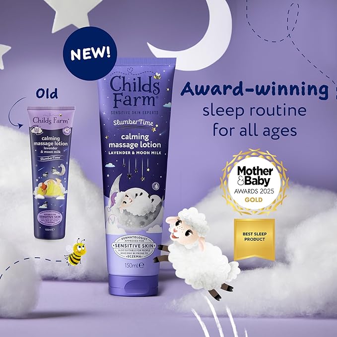 Childs Farm SlumberTime Sleep Calming Massage Lotion, Lavender & Moon Milk | Soothing & Hydrating | Suitable for Newborns with Dry, Sensitive Skin, 150ml - Adenzo Comfies