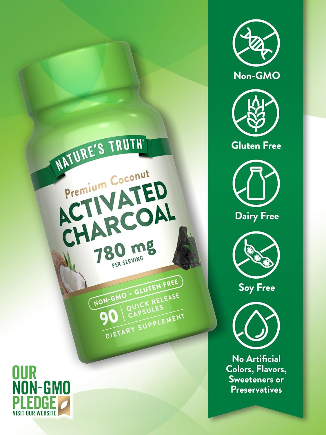 Nature's Truth Activated Charcoal Capsules | 90 Count | Non GMO & Gluten Free Supplement