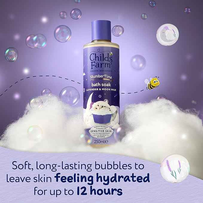 Childs Farm SlumberTime Sleep Bath Soak, Calming Lavender & Moon Milk | Soothing & Hydrating | Suitable for Newborns with Dry, Sensitive Skin, 250ml