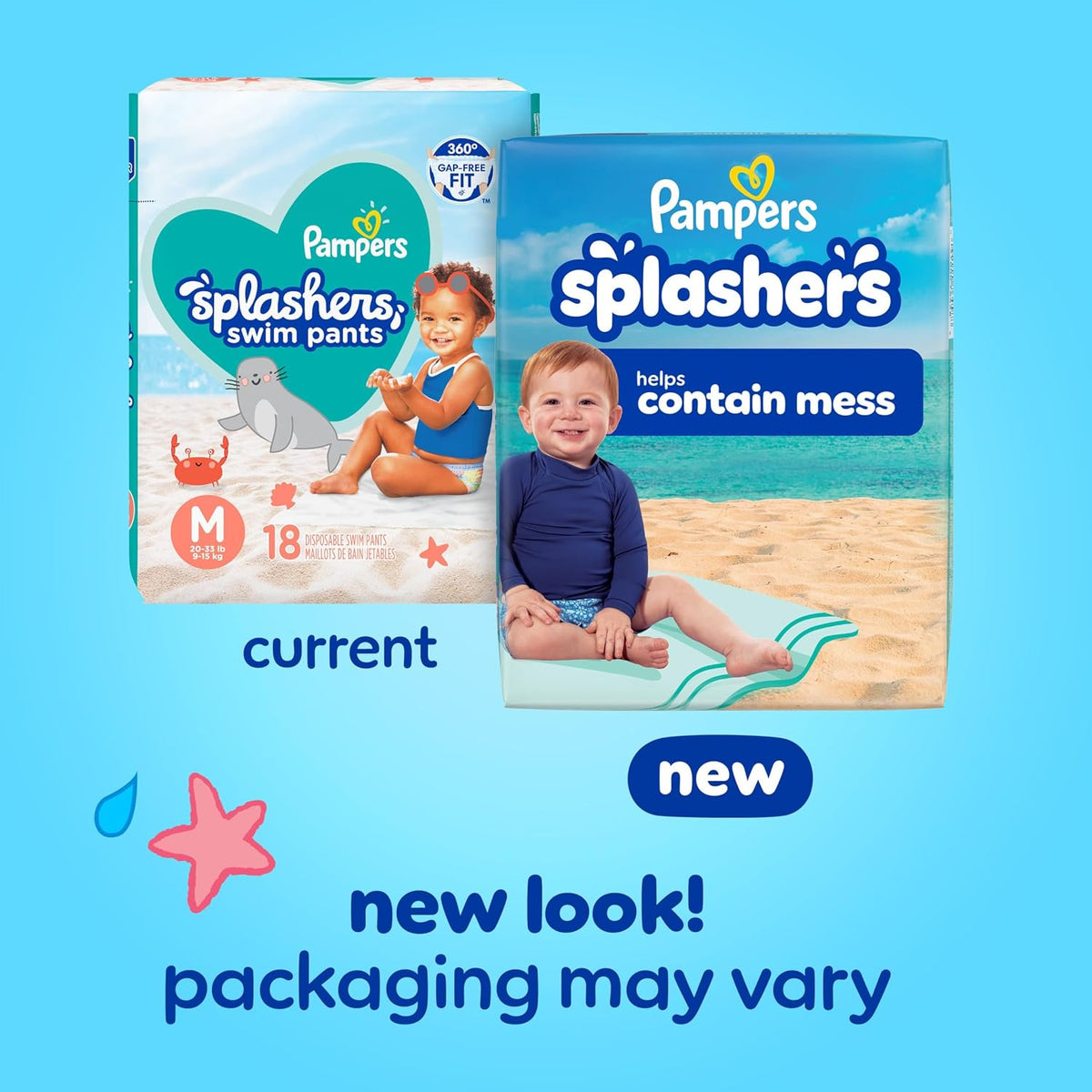 Pampers Splashers Swim Diapers, Size 4, Disposable Baby Swim Diapers, 1 Pack (Count of 18 - Adenzo Comfies