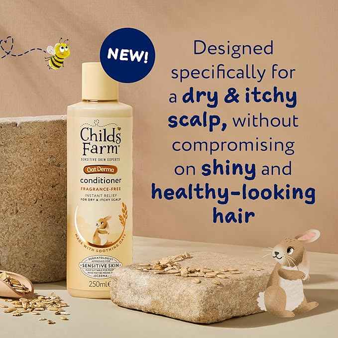 Childs Farm OatDerma Hair Conditioner, Fragrance and Tear Free, Soothing for Sensitive Skin and Scalp, Baby, Kids, 250ml