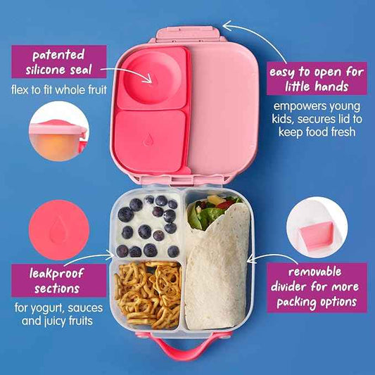 B.box Mini Lunch Box for Kids: Lightweight Bento Box for Snacks/Meals with 2 Leakproof Compartments, School Supplies Ages 3+. - Adenzo Comfies