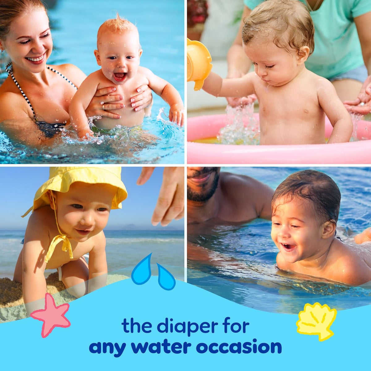 Pampers Splashers Swim Diapers, Size 4, Disposable Baby Swim Diapers, 1 Pack (Count of 18 - Adenzo Comfies