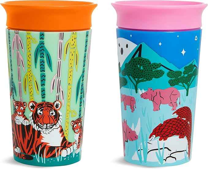 Munchkin Miracle 360 Cups| Colour Changing Toddler Cup| BPA Free Baby & Toddler Sippy Cup| Non Spill Cup| Dishwasher Safe Baby Cup| Leakproof Childrens Cups|12+ Months| 9oz/266ml| 2 Pack. - Adenzo Comfies