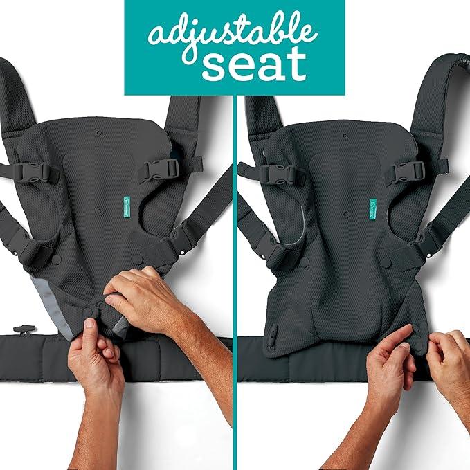 Infantino Flip 4 - in - 1 Light & Airy Convertible Baby Carrier, Adjustable, Ergonomic Babywearing, Registry Essential, Baby Carrier for Newborn to Toddler - Adenzo Comfies