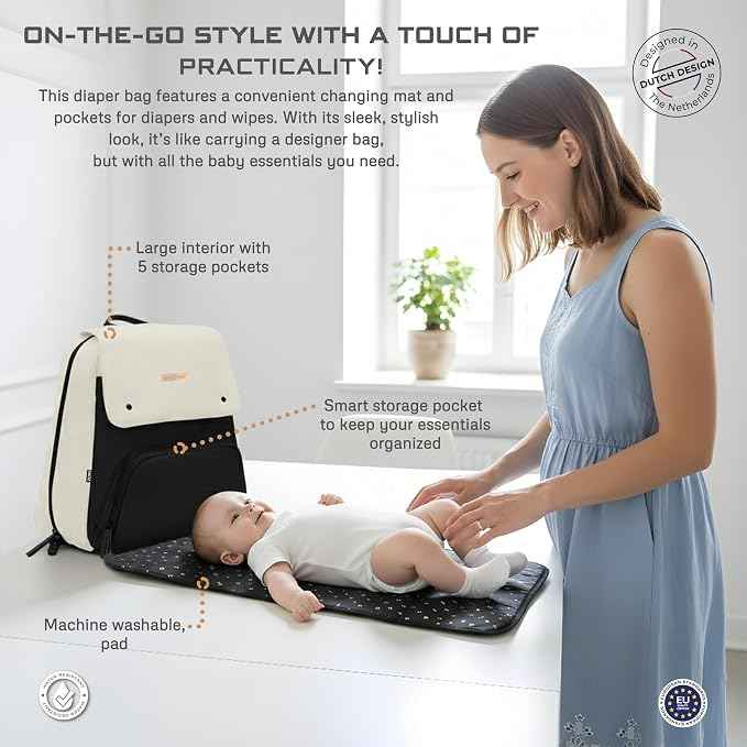 Neobreez ZORI Multifunctional Diaper Nappy Changing Travel Backpack|Water-Resistant Large Capacity |Wet Dry Bag,Organizer Pouches|Trolley Sleeve|Insulated Pockets|Multi-Carry Unisex.