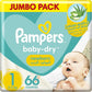 Pampers New Baby-Dry Diapers, Size 1, Newborn, 2-5kg, Jumbo Pack, 66 Count. - Adenzo Comfies