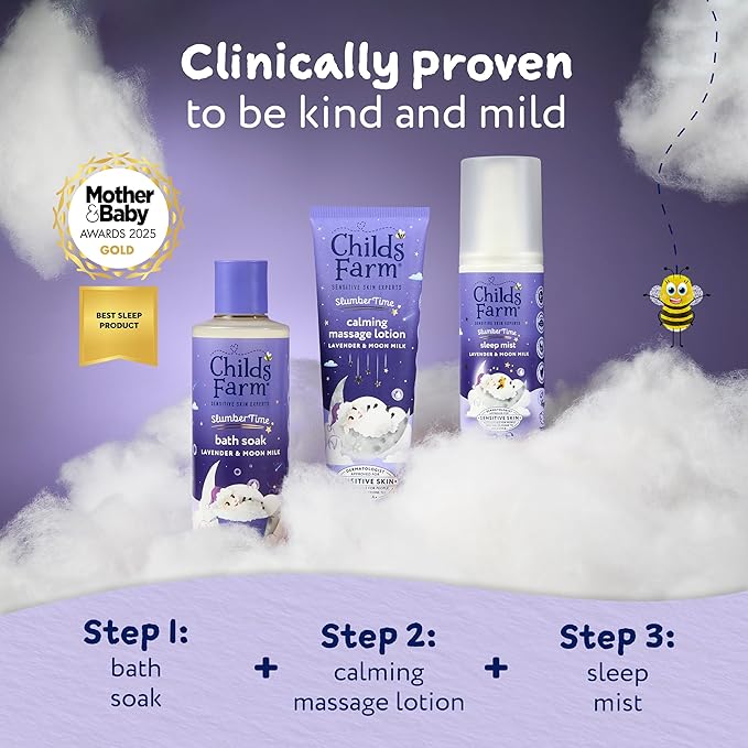 Childs Farm SlumberTime Sleep Bath Soak, Calming Lavender & Moon Milk | Soothing & Hydrating | Suitable for Newborns with Dry, Sensitive Skin, 250ml