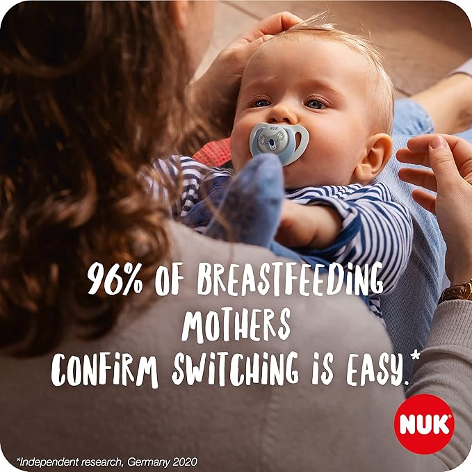 NUK Star Newborn Baby Dummy | 0 - 2 Months | BPA - Free Silicone Soothers | Blue | 2 Count - Adenzo Comfies