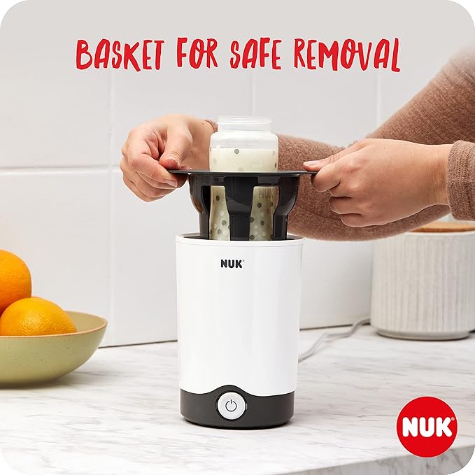 NUK Thermo Express Baby Bottle Warmer | Gently Warms Liquids & Soft Foods in 90 Seconds | Auto Switch Off | Lift - Out Basket for Easy Removal | UK 3 Pin Plug - Adenzo Comfies