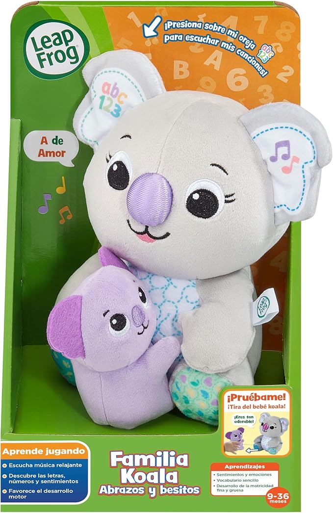 Leapfrog VTech Koala Family Hugs and Kisses Toy for Babies from 9 Months Interactive Plush Koala Learn Numbers Letters and Words ESP Version