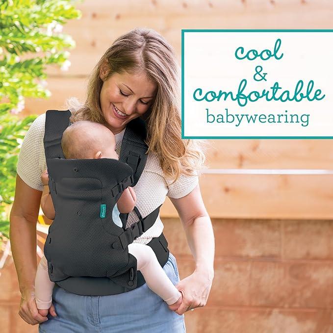 Infantino Flip 4 - in - 1 Light & Airy Convertible Baby Carrier, Adjustable, Ergonomic Babywearing, Registry Essential, Baby Carrier for Newborn to Toddler - Adenzo Comfies