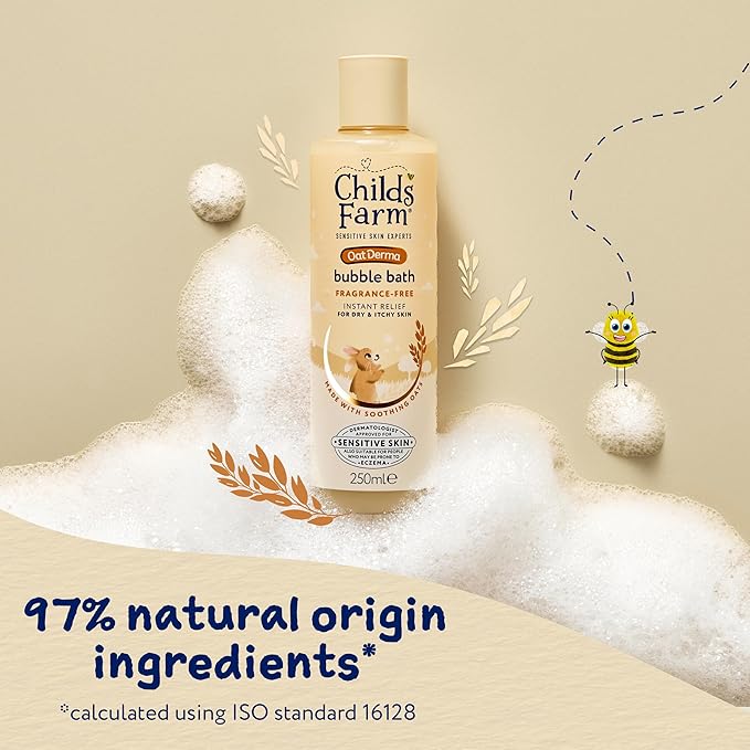 Childs Farm OatDerma Bubble Bath, Fragrance-Free, Gently Cleanses and Soothes, Suitable for Newborns with Dry, Sensitive Skin, 250 ml - Adenzo Comfies