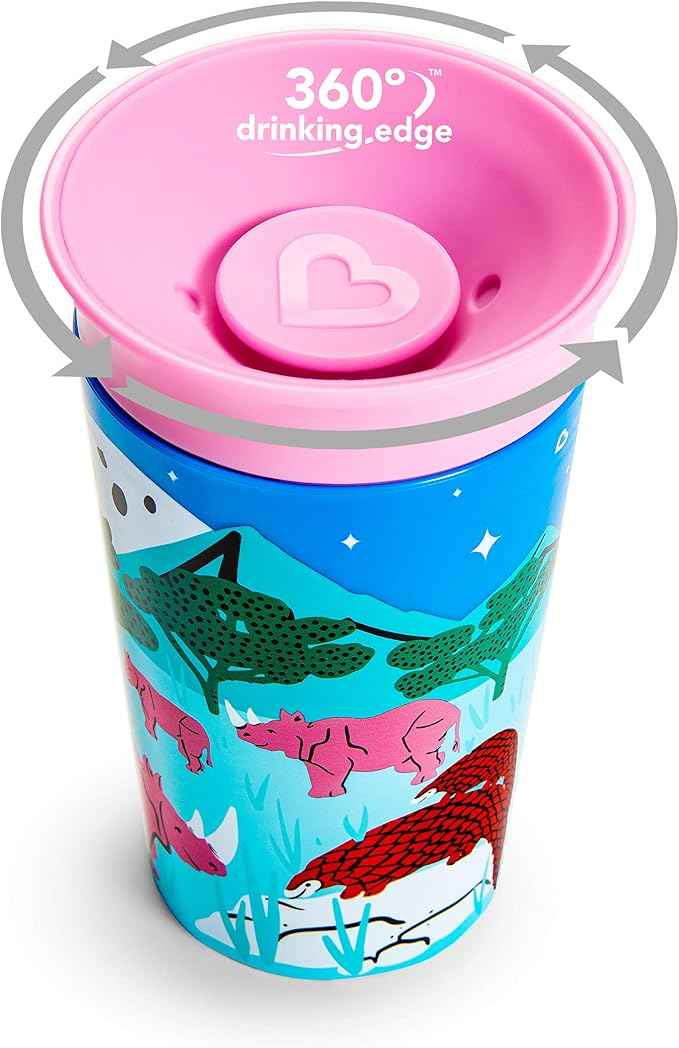 Munchkin Miracle 360 Cups| Colour Changing Toddler Cup| BPA Free Baby & Toddler Sippy Cup| Non Spill Cup| Dishwasher Safe Baby Cup| Leakproof Childrens Cups|12+ Months| 9oz/266ml| 2 Pack. - Adenzo Comfies