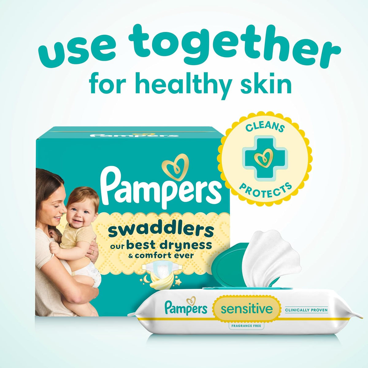 Pampers Sensitive Baby Wipes – Perfume Free, 56 Count Pop‑Top Pack - Adenzo Comfies