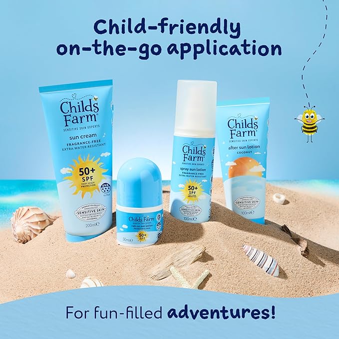 Childs Farm, Kids and Baby Sun Cream Spray SPF 50+ 125 ml, Water Resistant UVA and UVB, Very High Protection, Suitable for Dry, Sensitive and Eczema-Prone Skin, Pack of 1 - Adenzo Comfies