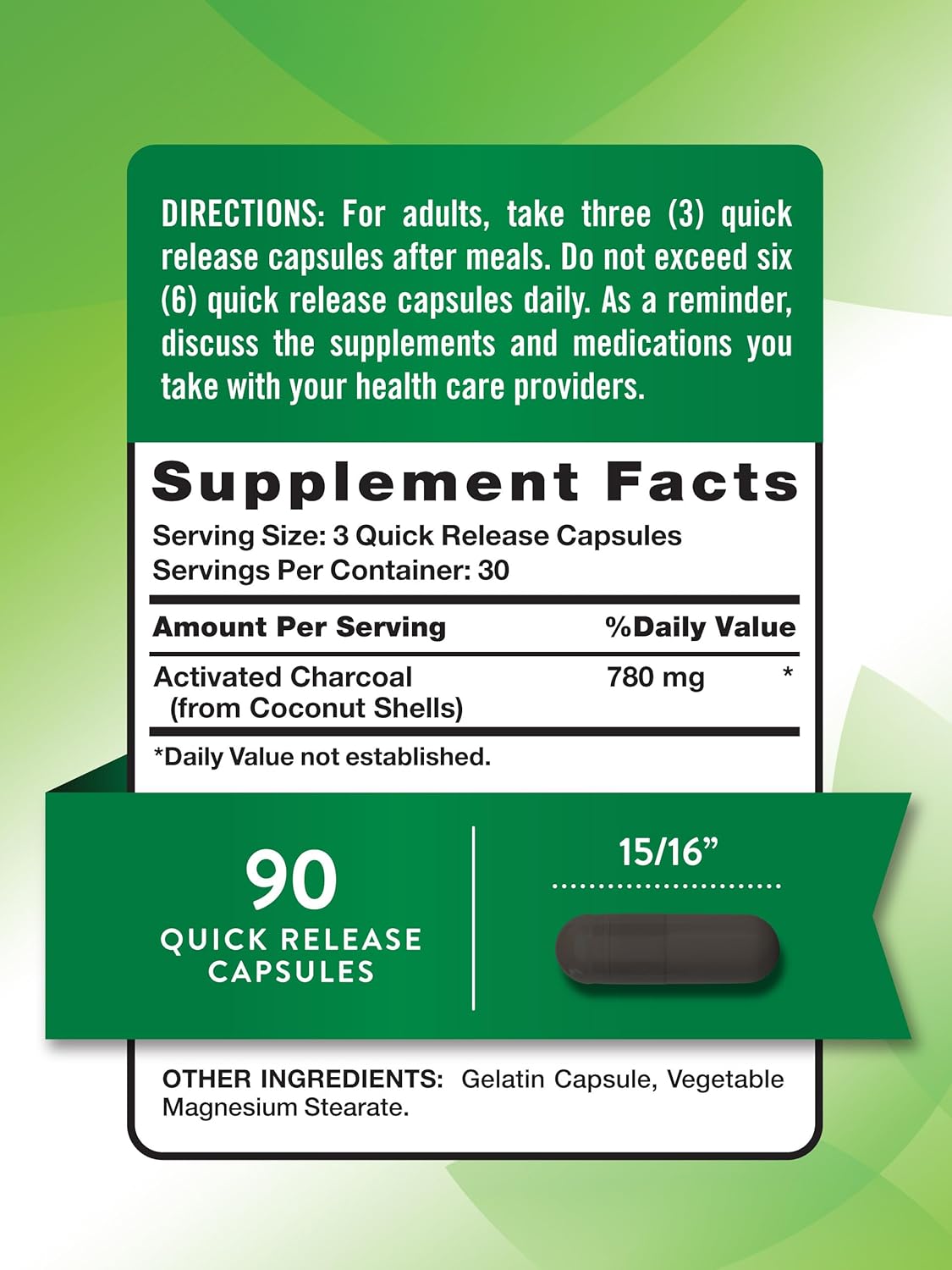 Nature's Truth Activated Charcoal Capsules | 90 Count | Non GMO & Gluten Free Supplement