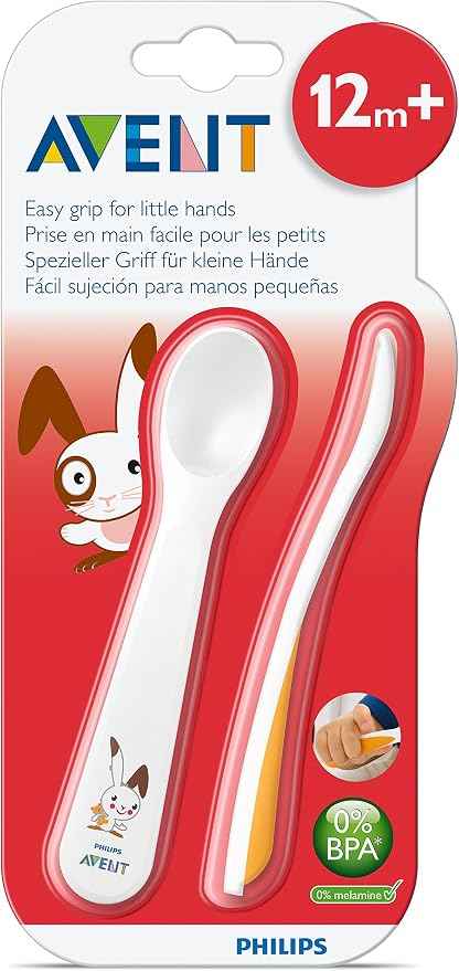 Philips AVENT Toddler Fork and Spoon, 12 Months - SCF712/00 - Adenzo Comfies