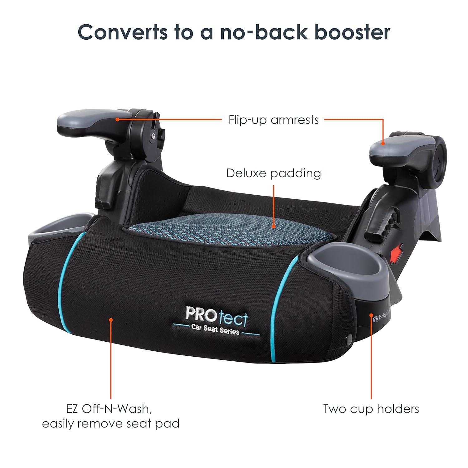 Baby Trend Protect 2 - in - 1 Folding Booster Car Seat, Aqua Tech, Riley, And Grey Tech - Adenzo Comfies