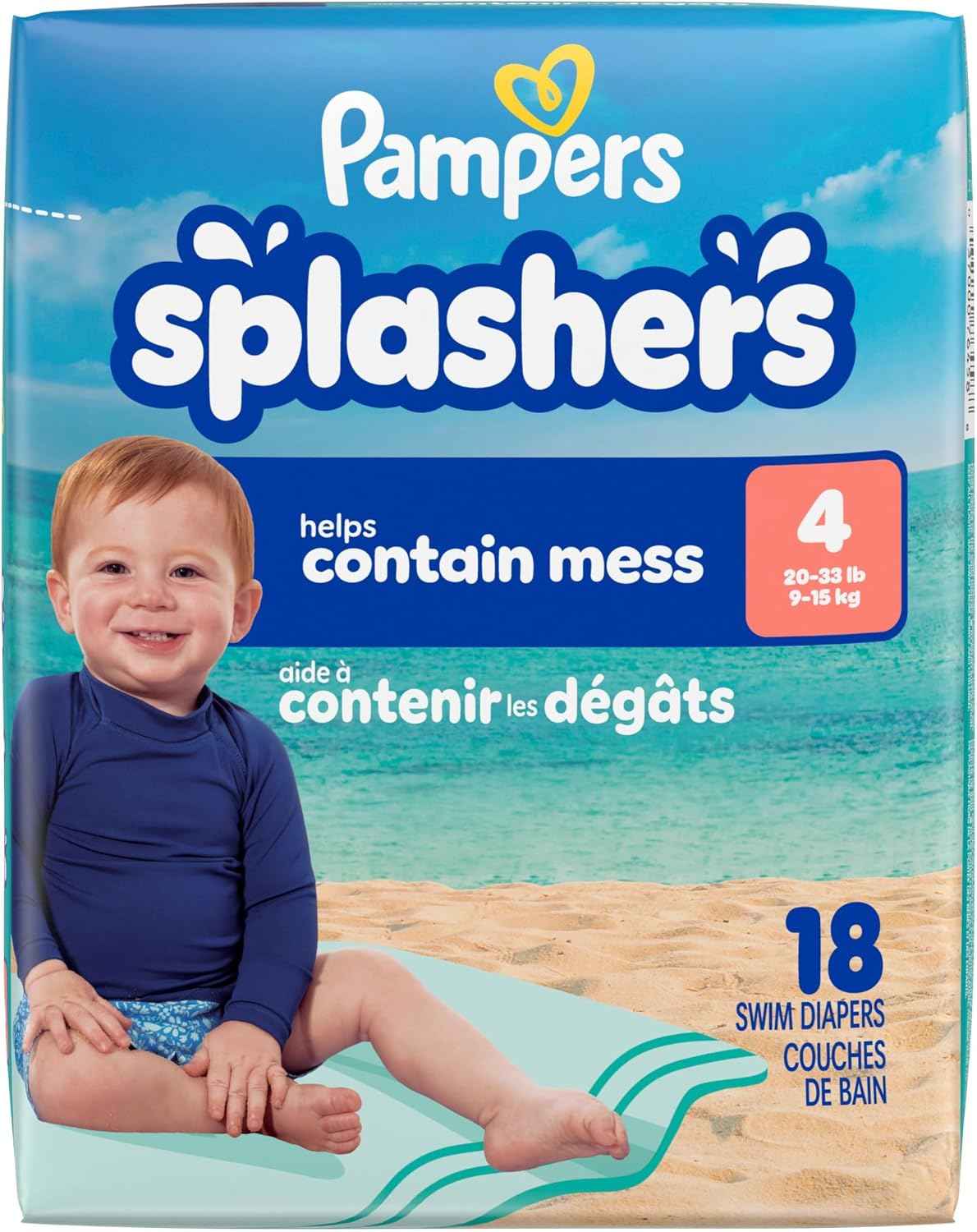 Pampers Splashers Swim Diapers, Size 4, Disposable Baby Swim Diapers, 1 Pack (Count of 18