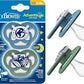 Dr. Brown's Advantage Glow-in-the-Dark Baby Pacifier, Fully Symmetrical Soother with Soft Silicone Bulb, Blue Nature, 6-18m, BPA Free, 2 Pack. - Adenzo Comfies