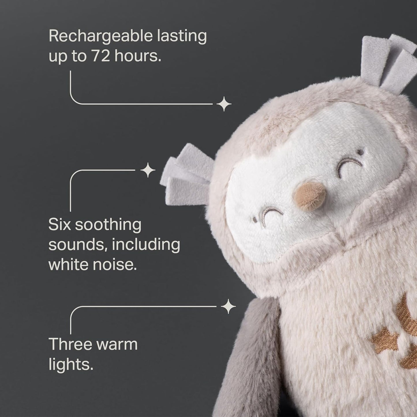 Tommee Tippee OllieOwl Deluxe Baby and Toddler Sound and Light Sleep Aid, Automatic CrySensor Soothes with 3 Natural Sounds and 3 Lullabies, Adjustable Volume, Soft Plush Fabric, USB Rechargeable - Adenzo Comfies