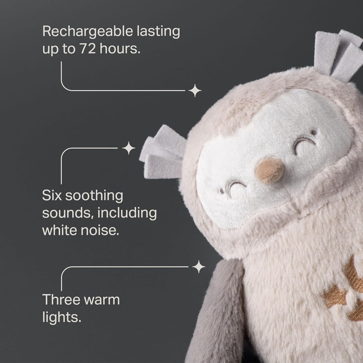 Tommee Tippee OllieOwl Deluxe Baby and Toddler Sound and Light Sleep Aid, Automatic CrySensor Soothes with 3 Natural Sounds and 3 Lullabies, Adjustable Volume, Soft Plush Fabric, USB Rechargeable - Adenzo Comfies